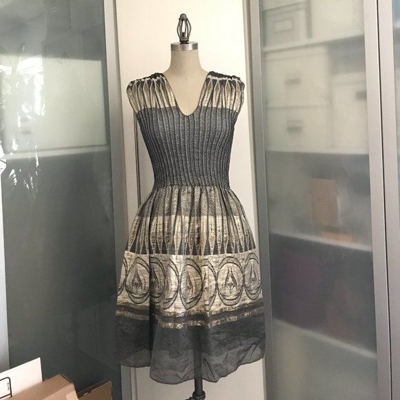 Max studio gray and gold metallic dress M - Picture 1 of 4